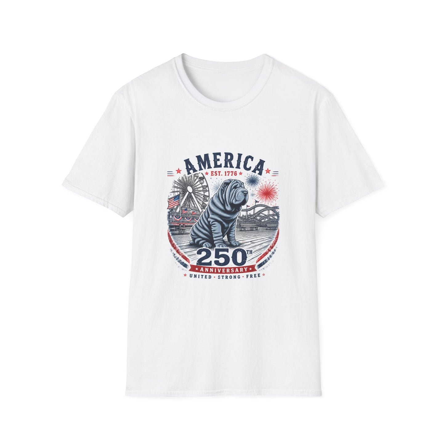 Patriotic Sharpei Unisex Softstyle T-Shirt