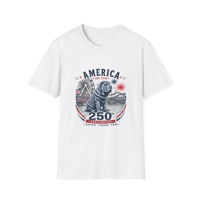 Patriotic Sharpei Unisex Softstyle T-Shirt